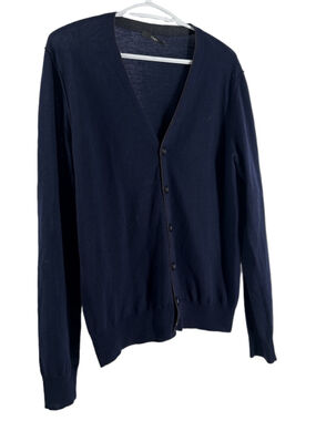 Z Zegna wool cardigan sweater blue burgandy stripe classic preppy luxury sz m